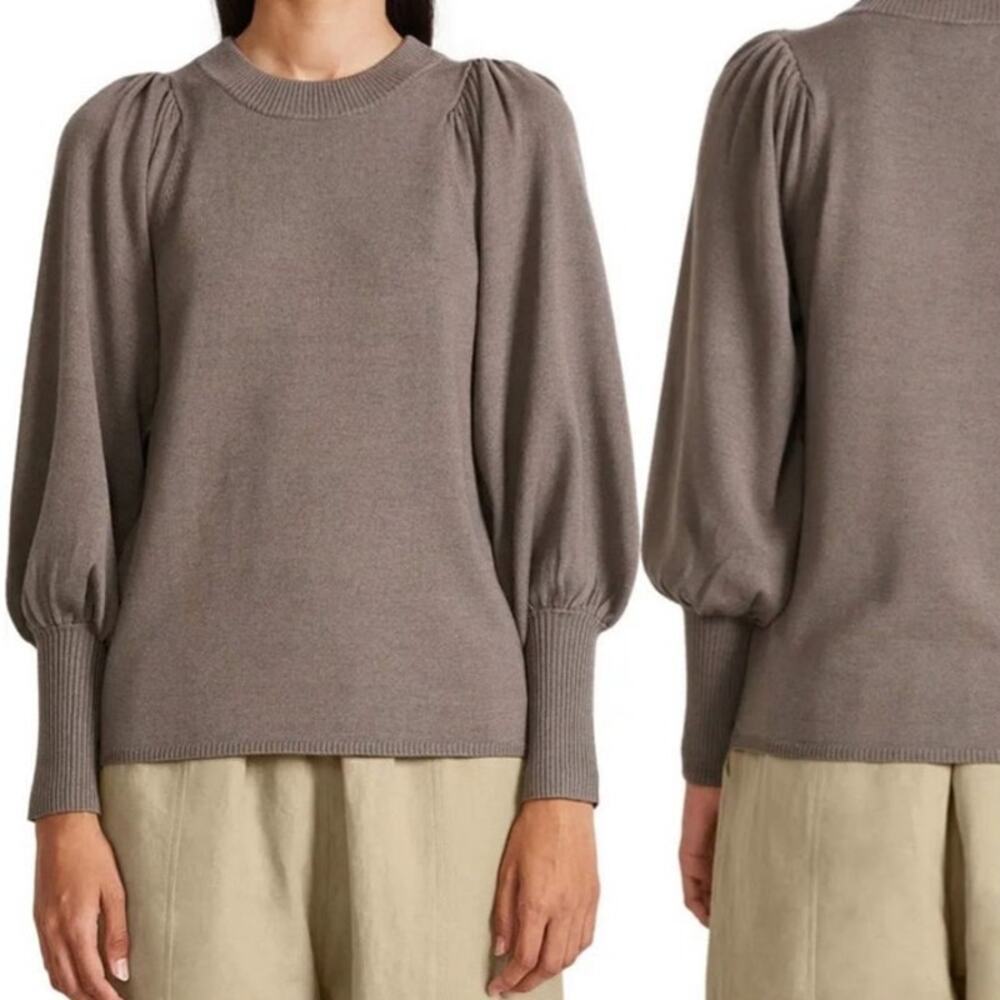 NWT Apiece Apart Wool Demi Puff Sleeve Crewneck Sweater Size XL